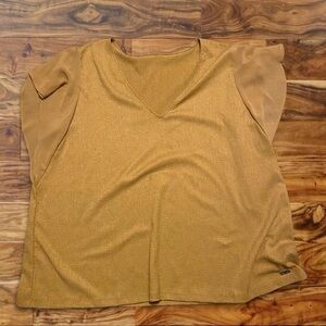 Calvin Klein Mustard V-Neck Short Sleeve Top
